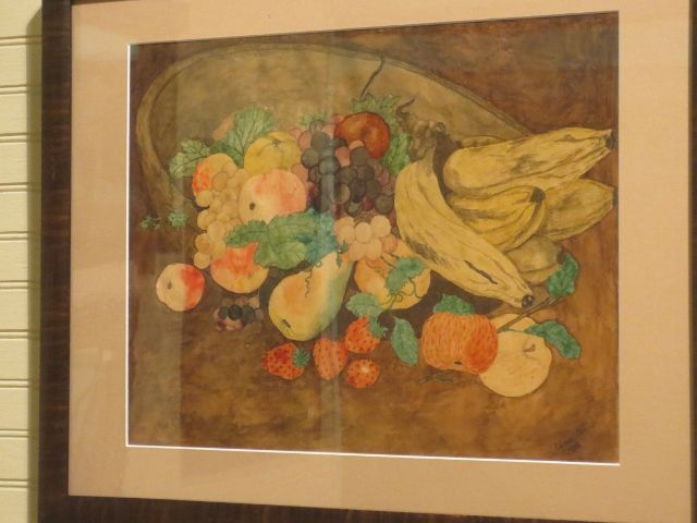 Primitive Watercolor Fruit Bowl Signed/Dated 1912 Primitive Watercolor Fruit Bowl Signed/Dated 1912