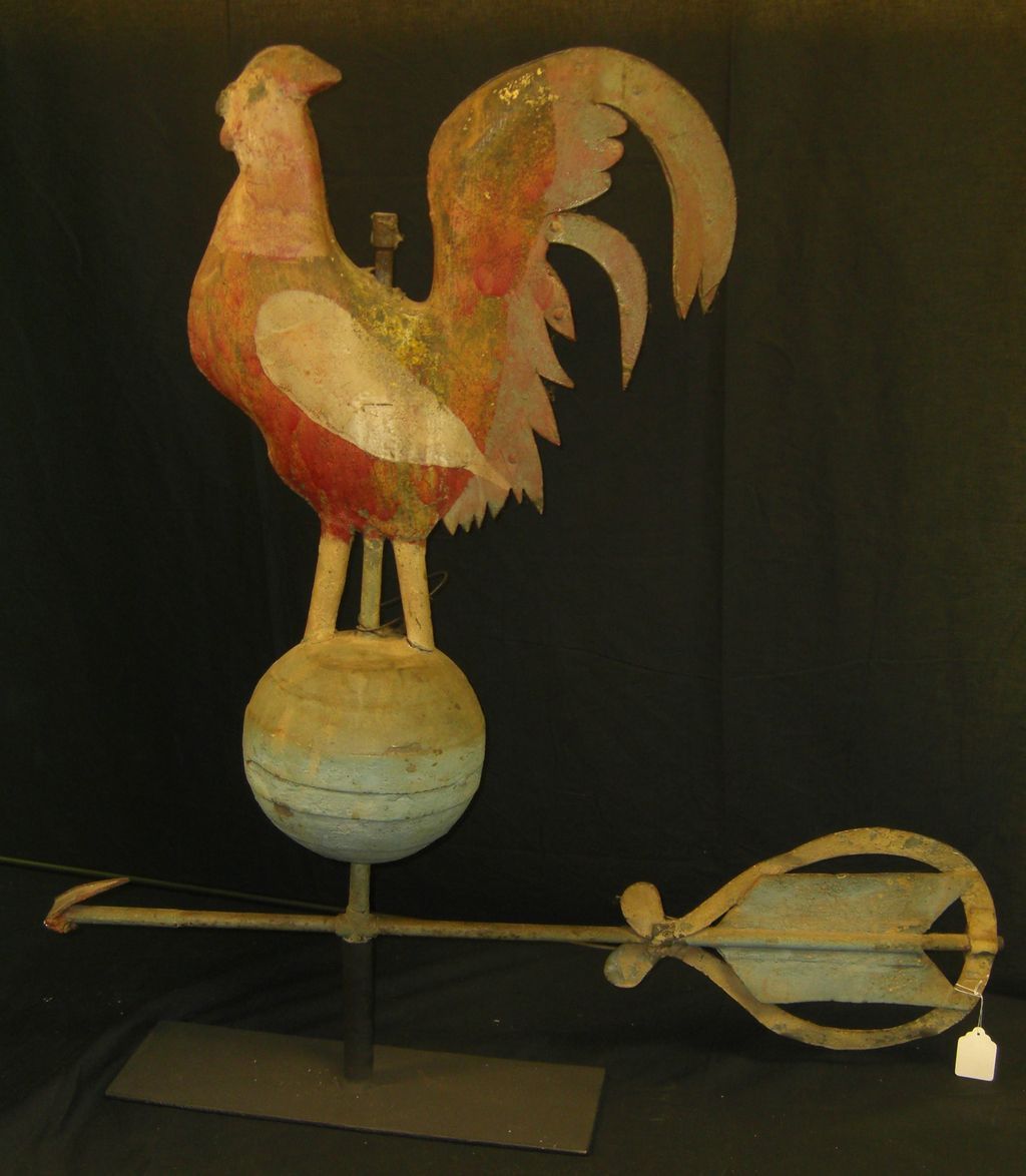 Fabulous Antique Rooster Weathervane in Original Paint Fabulous Antique Rooster Weathervane in Original Paint