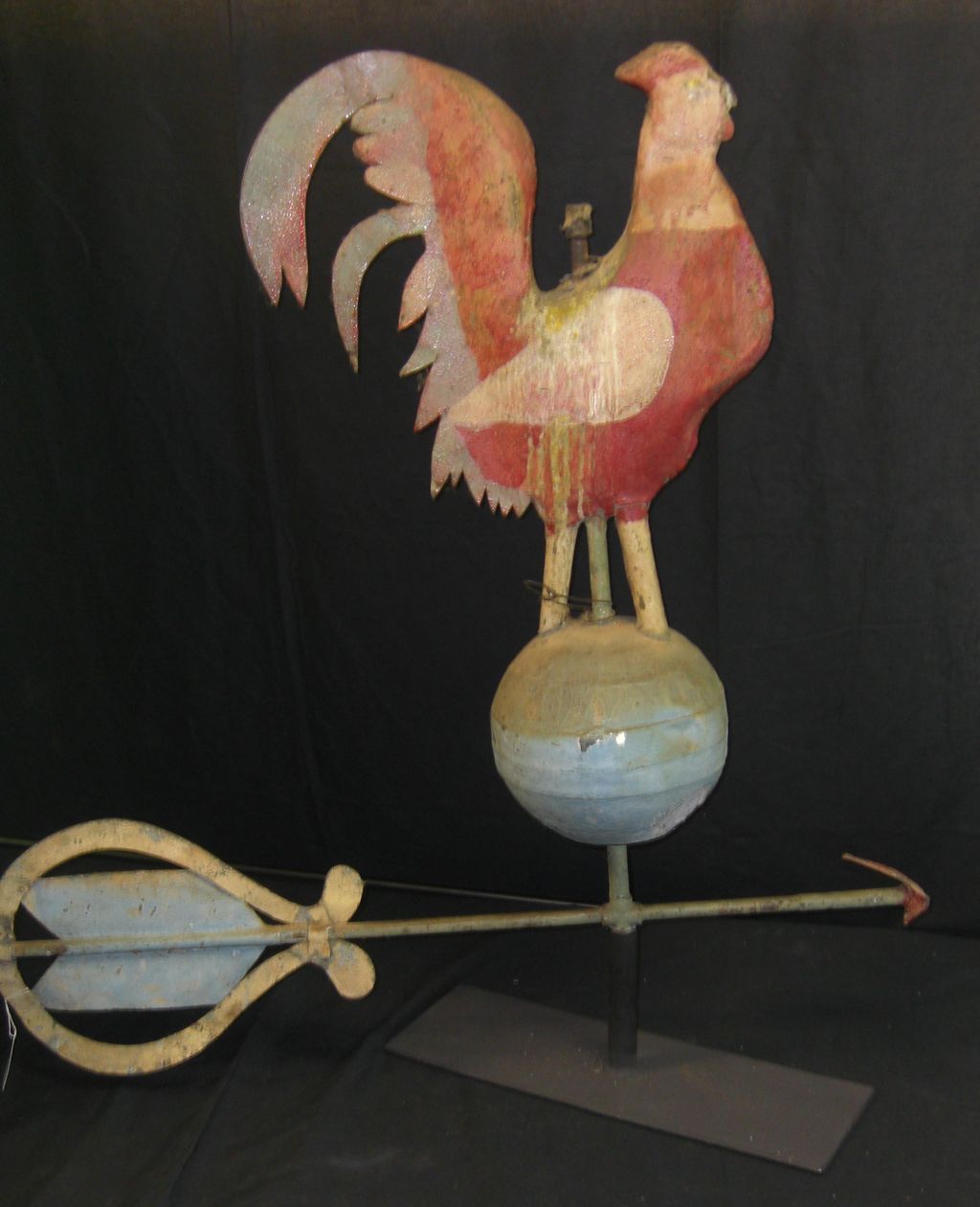 Fabulous Antique Rooster Weathervane in Original Paint Fabulous Antique Rooster Weathervane in Original Paint