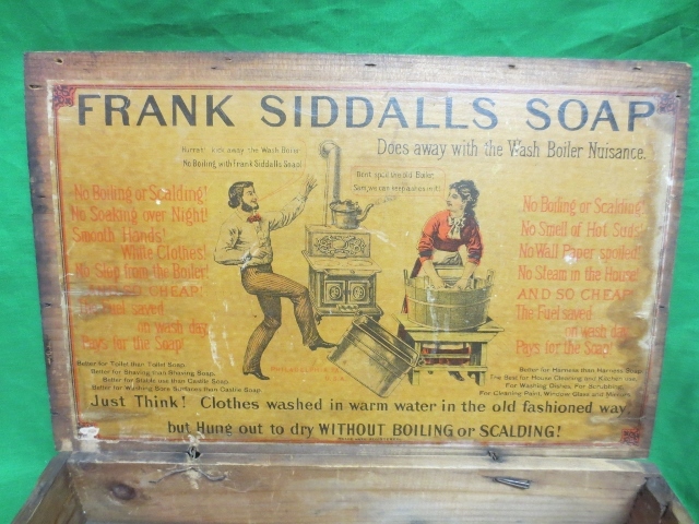 Antique 1880's Frank Siddalls Wooden Soap Box Display Advertisement Antique 1880's Frank Siddalls Wooden Soap Box Display Advertisement