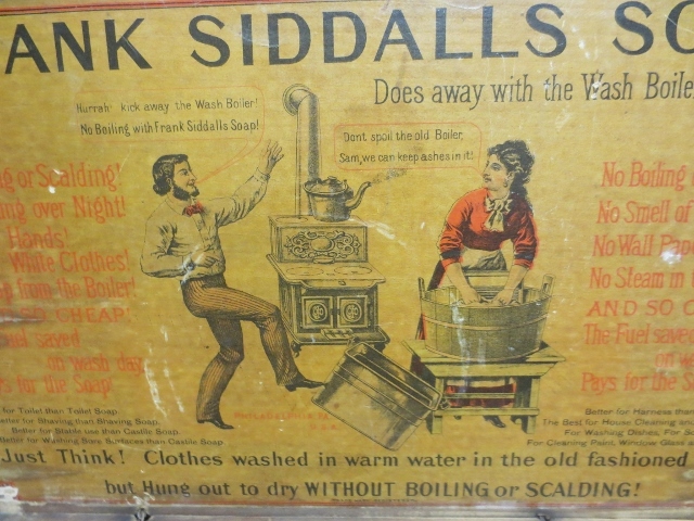 Antique 1880's Frank Siddalls Wooden Soap Box Display Advertisement Antique 1880's Frank Siddalls Wooden Soap Box Display Advertisement