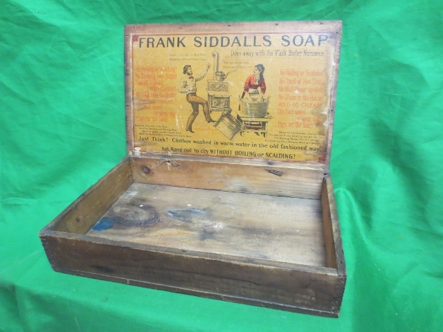 Antique 1880's Frank Siddalls Wooden Soap Box Display Advertisement Antique 1880's Frank Siddalls Wooden Soap Box Display Advertisement