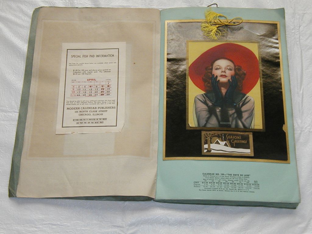 1930's Modern Calendar Publishers Salesmans Sample 1930's Modern Calendar Publishers Salesmans Sample