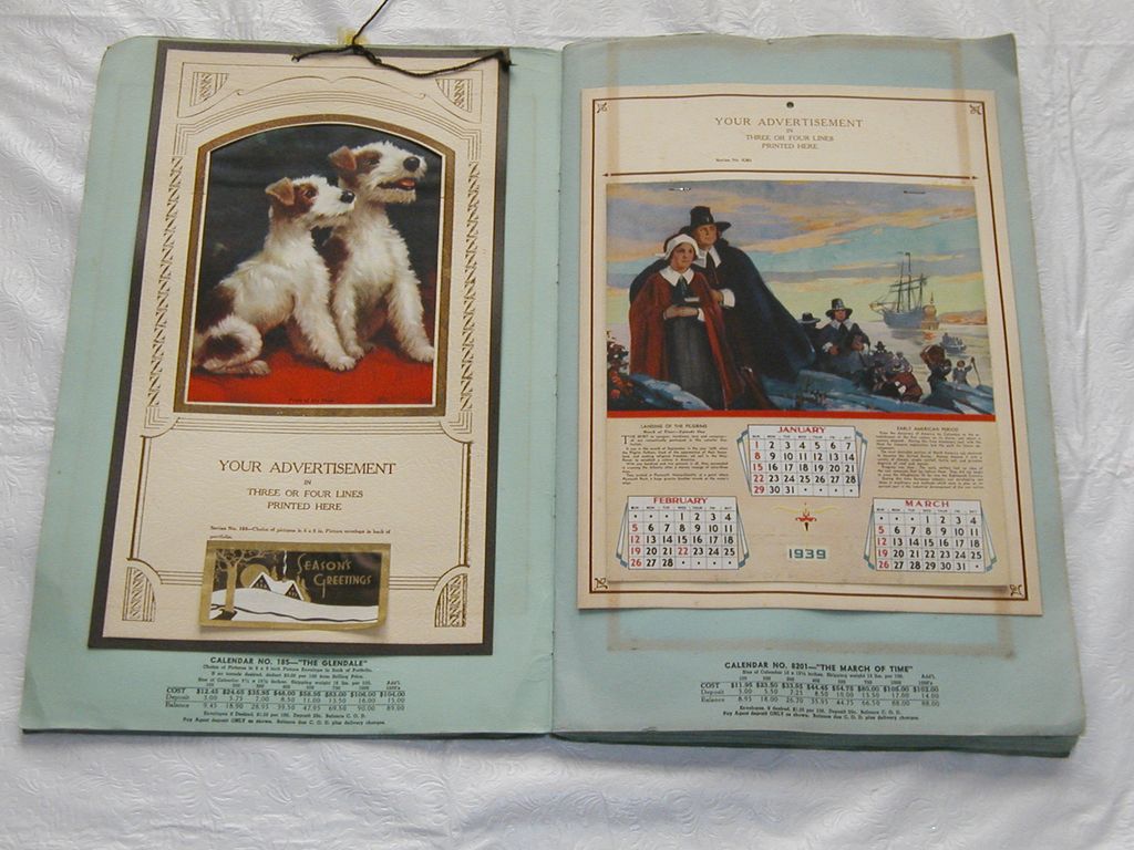 1930's Modern Calendar Publishers Salesmans Sample 1930's Modern Calendar Publishers Salesmans Sample