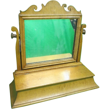 Antique Wood Shaving Stand w/Tilting Mirror & Drawer Antique Wood Shaving Stand w/Tilting Mirror & Drawer