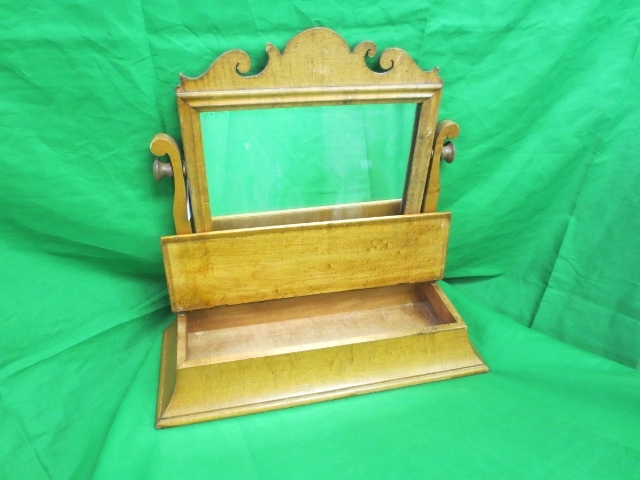 Antique Wood Shaving Stand w/Tilting Mirror & Drawer Antique Wood Shaving Stand w/Tilting Mirror & Drawer
