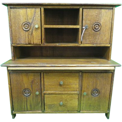 Hand Crafted Miniature Step Back Hutch w/Cutting Board Hand Crafted Miniature Step Back Hutch w/Cutting Board