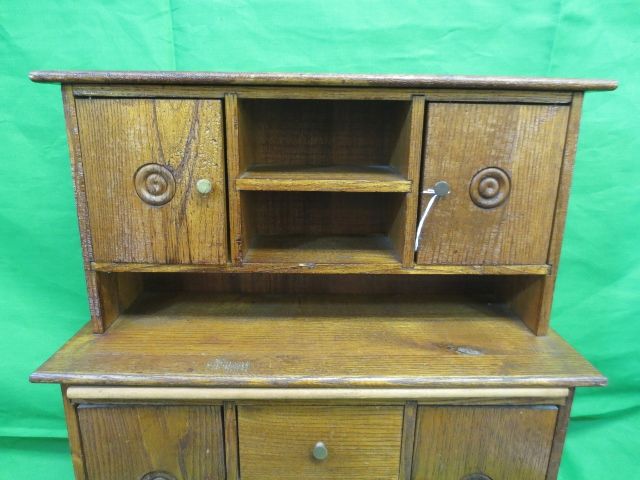 Hand Crafted Miniature Step Back Hutch w/Cutting Board Hand Crafted Miniature Step Back Hutch w/Cutting Board