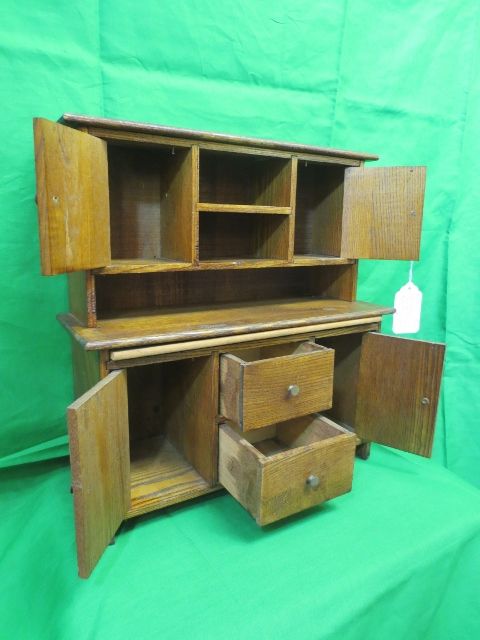Hand Crafted Miniature Step Back Hutch w/Cutting Board Hand Crafted Miniature Step Back Hutch w/Cutting Board