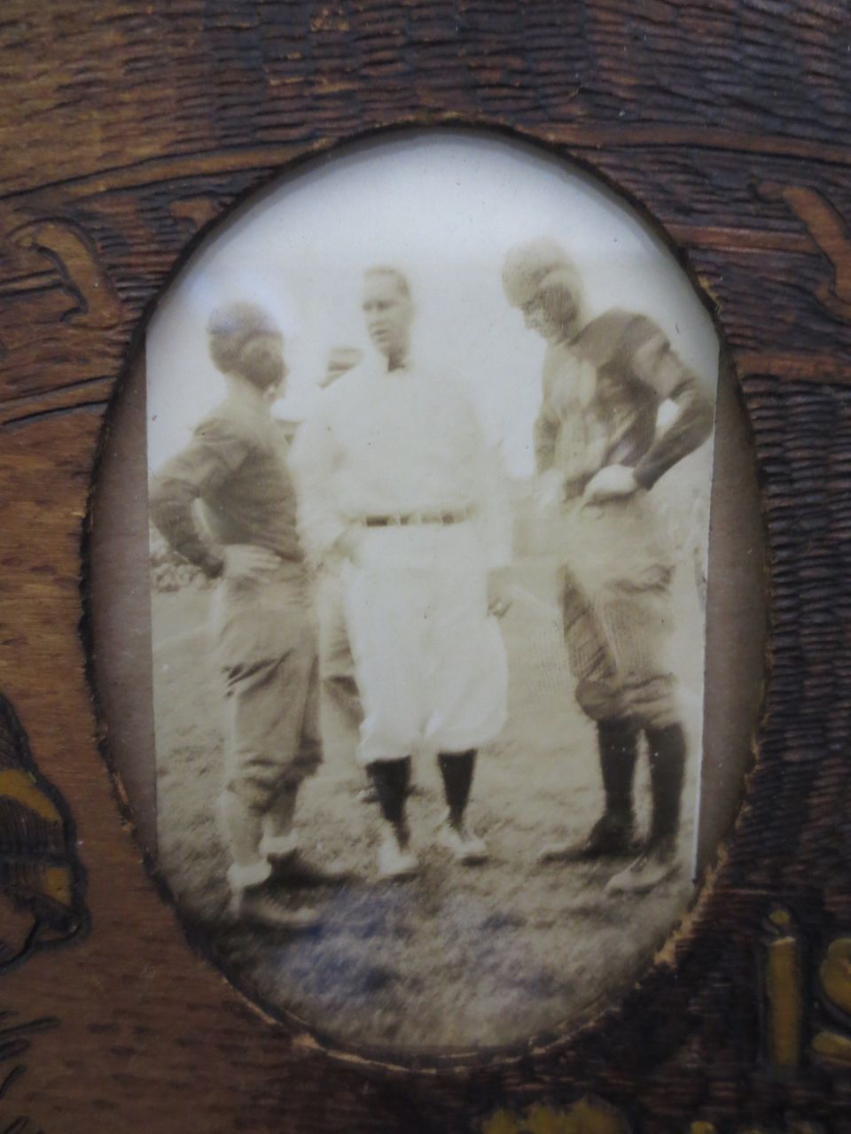 1920's Pygraphy Football Frame w/ Photo 1920's Pygraphy Football Frame w/ Photo