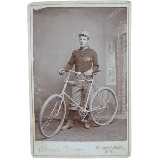 1800's Cabinet Photo Man w/ Bicycle Whitney's Point, New York 1800's Cabinet Photo Man w/ Bicycle Whitney's Point, New York