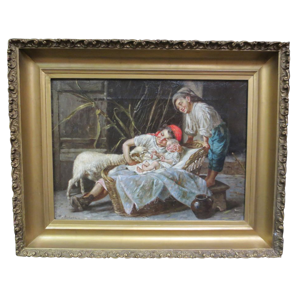 Italian Children In Barn by Postiglione Italian Children In Barn by Postiglione