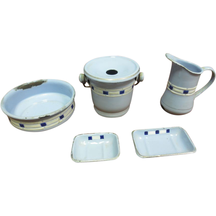 Child's Toy Blue Granite Ware Chamber Set Child's Toy Blue Granite Ware Chamber Set