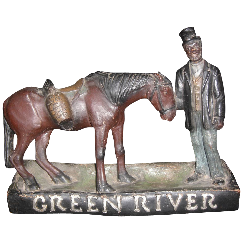 Rare Green River Whiskey Counter Top Display Black Americana Piece! Rare Green River Whiskey Counter Top Display Black Americana Piece!