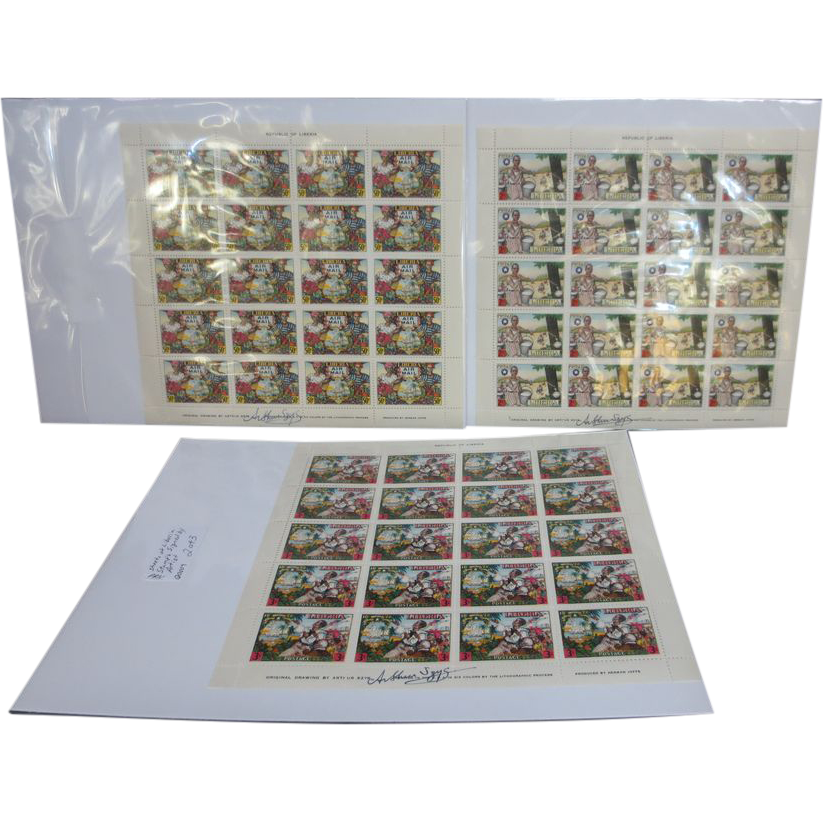 1949 Signed Set of Liberia Stamps 1949 Signed Set of Liberia Stamps