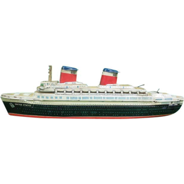 Vintage Marx SS United States Battery Operated Tin Toy Ship Japan Vintage Marx SS United States Battery Operated Tin Toy Ship Japan