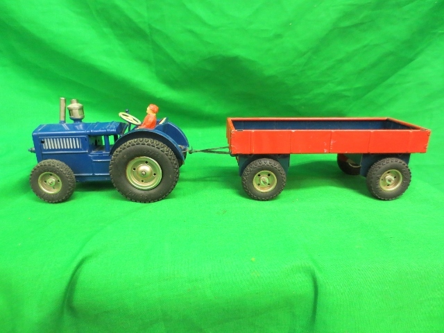 Vintage Antique GAMA German Made Tin Wind-Up Tractor w/Trailer Toy Vintage Antique GAMA German Made Tin Wind-Up Tractor w/Trailer Toy