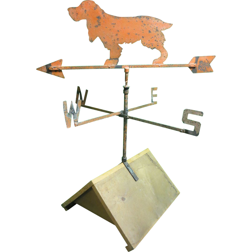 Antique Antique Weathervane of Cocker Spaniel Dog in Original Paint Made ofSheet Metal Antique Antique Weathervane of Cocker Spaniel Dog in Original Paint Made ofSheet Metal