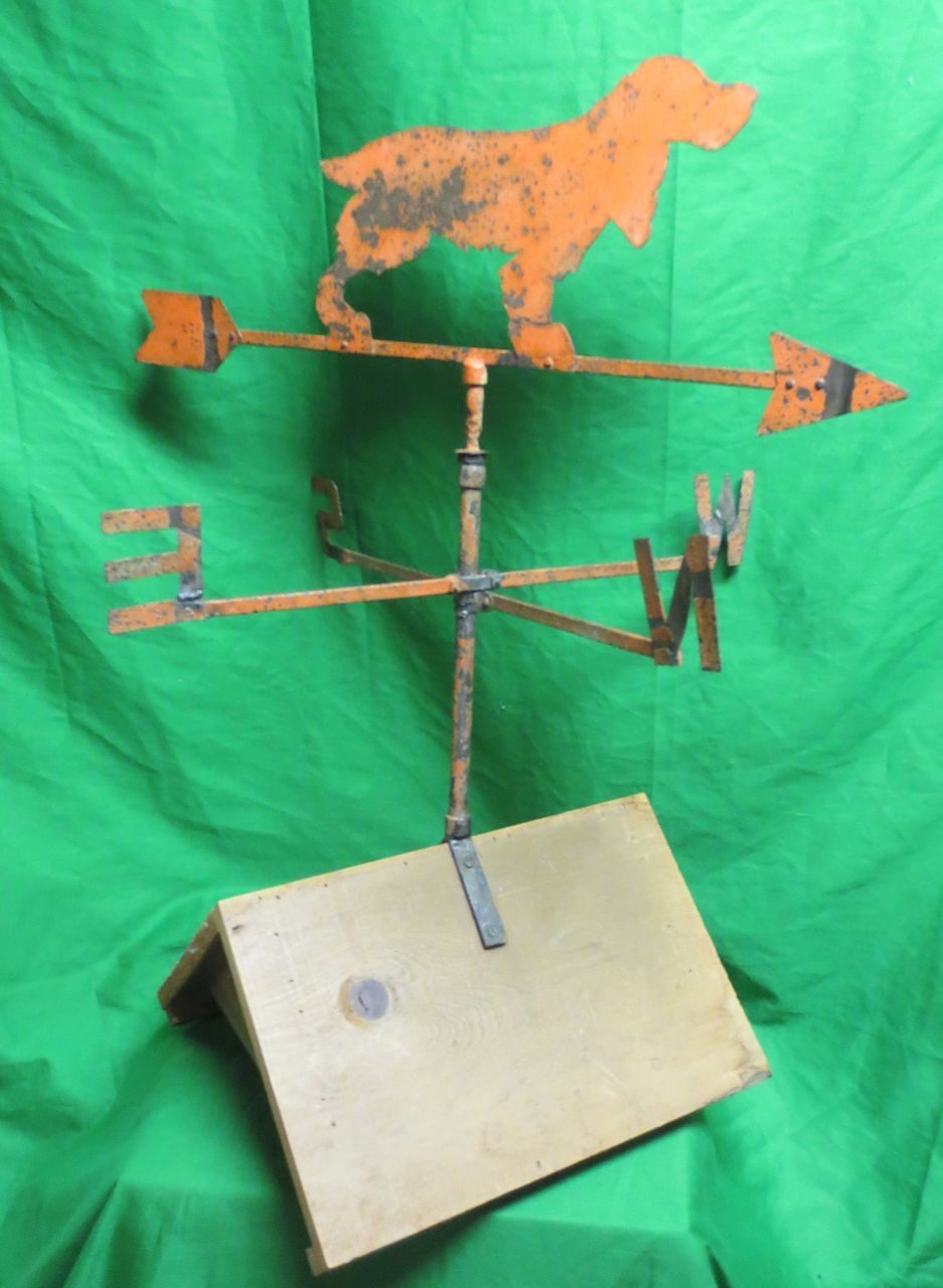 Antique Antique Weathervane of Cocker Spaniel Dog in Original Paint Made ofSheet Metal Antique Antique Weathervane of Cocker Spaniel Dog in Original Paint Made ofSheet Metal