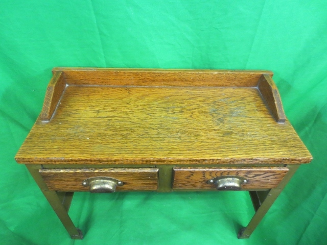 Vintage 1920's Salesman Sample 2 Drawer Wood/Metal Desk Miniature Vintage 1920's Salesman Sample 2 Drawer Wood/Metal Desk Miniature