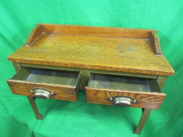 Vintage 1920's Salesman Sample 2 Drawer Wood/Metal Desk Miniature Vintage 1920's Salesman Sample 2 Drawer Wood/Metal Desk Miniature