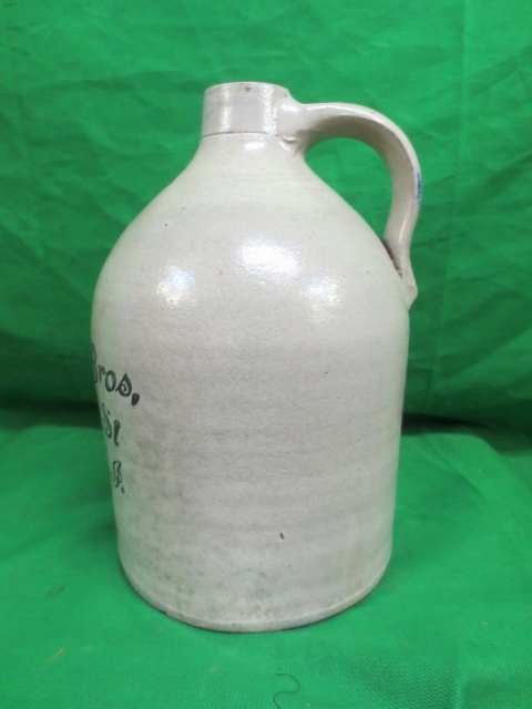 Antique Stoneware Jug Hollander Bros Patterson, New Jersey Antique Stoneware Jug Hollander Bros Patterson, New Jersey