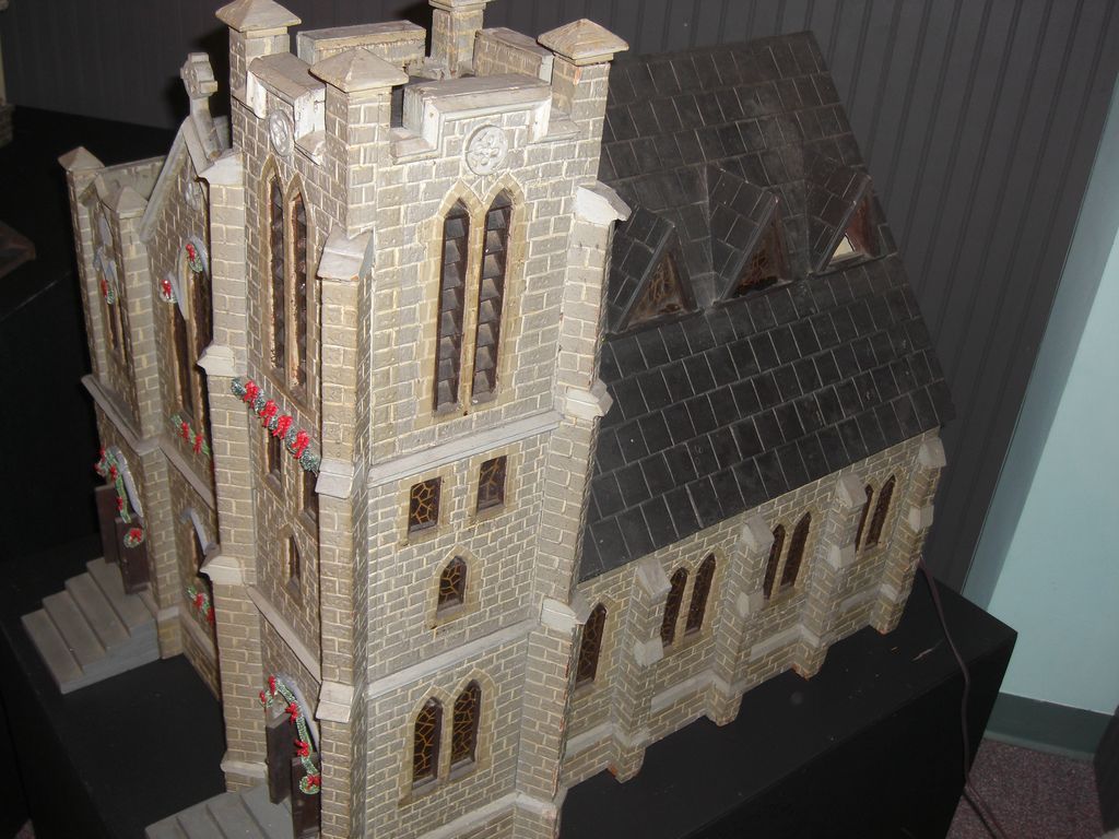 Antique Moravian Putze or Garden Holiday Display of Church Antique Moravian Putze or Garden Holiday Display of Church
