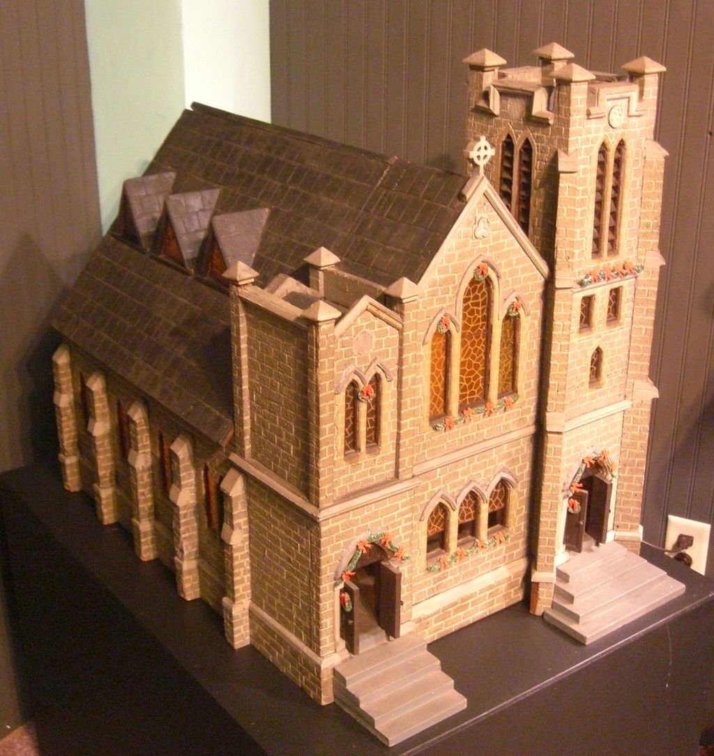 Antique Moravian Putze or Garden Holiday Display of Church Antique Moravian Putze or Garden Holiday Display of Church