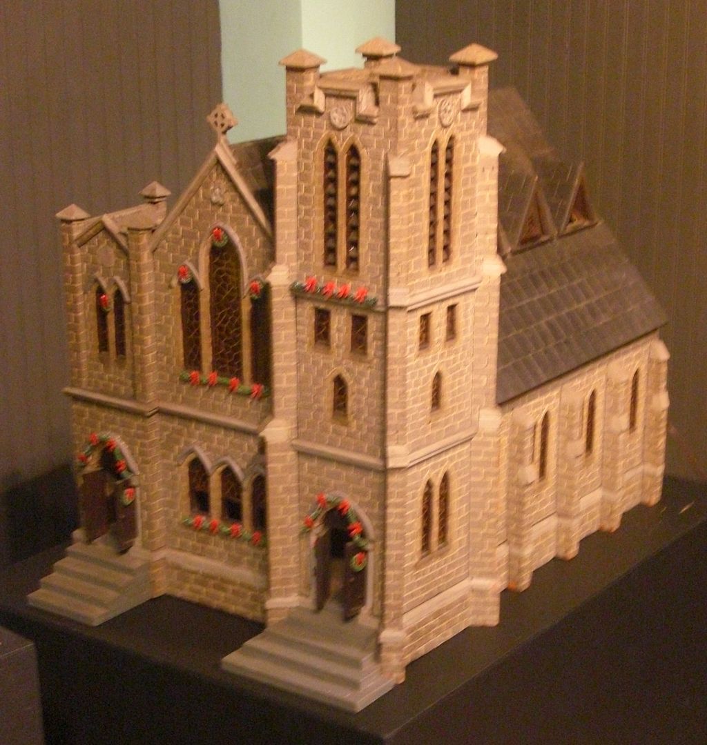 Antique Moravian Putze or Garden Holiday Display of Church Antique Moravian Putze or Garden Holiday Display of Church