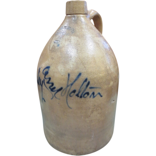 Antique Script Jug 4 Gallon Stoneware Crock Troy Pottery New York Antique Script Jug 4 Gallon Stoneware Crock Troy Pottery New York