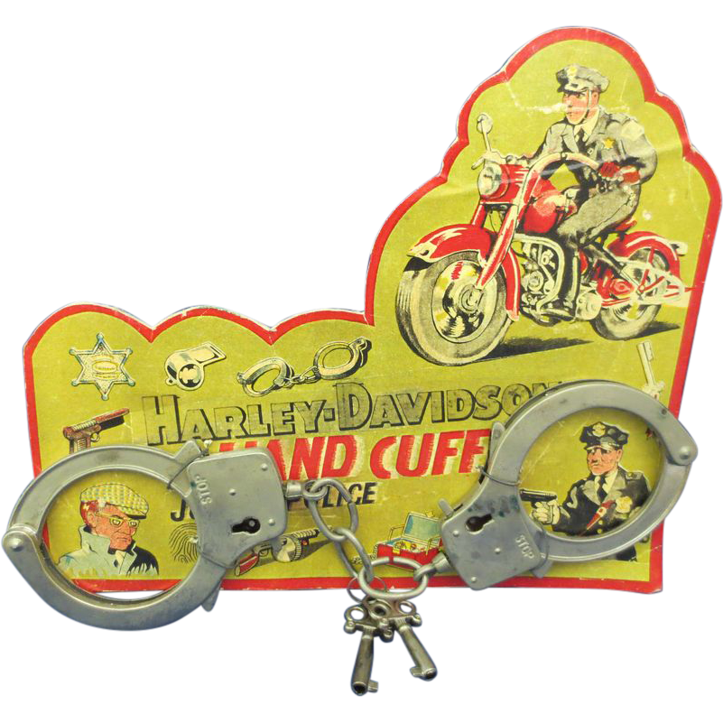 Harley Davidson 1940's Kids Play Handcuffs by Marx Harley Davidson 1940's Kids Play Handcuffs by Marx