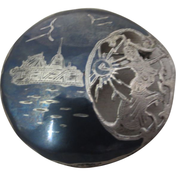 Vintage Sterling Silver Siam Niello Brooch Vintage Sterling Silver Siam Niello Brooch