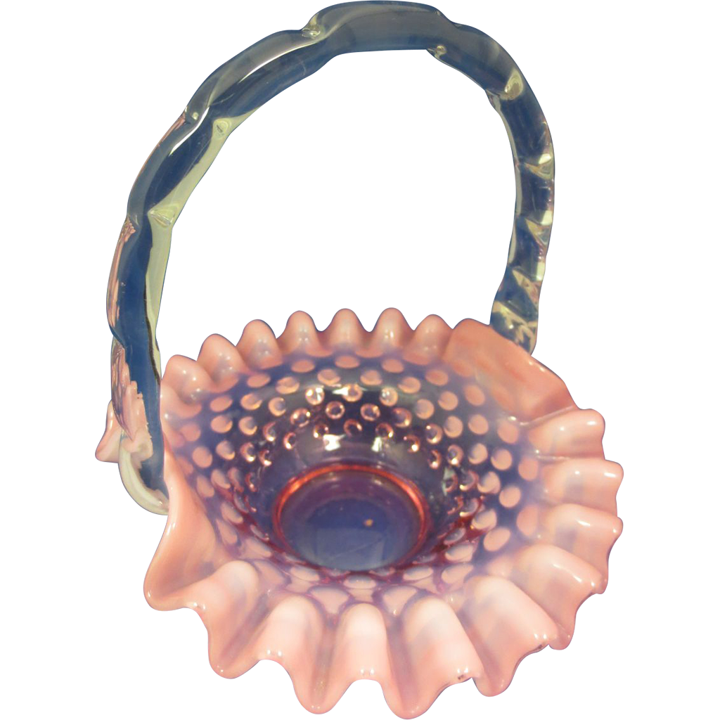 Fenton Cranberry Opalescent Hobnail Basket Fenton Cranberry Opalescent Hobnail Basket