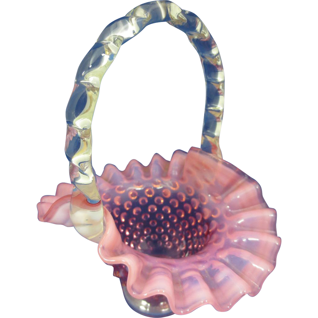 Fenton Cranberry Opalescent Hobnail Basket Fenton Cranberry Opalescent Hobnail Basket