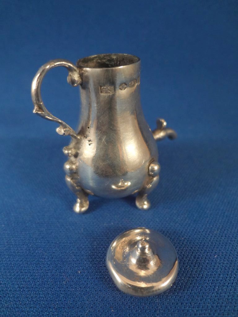 Miniature Sterling Coffee Pot With Hallmarks Miniature Sterling Coffee Pot With Hallmarks