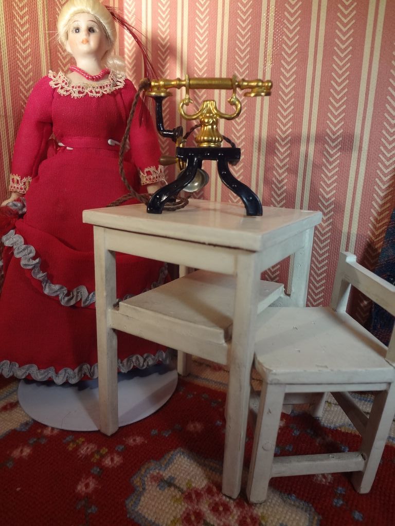Doll House Telephone Table and Chair Doll House Telephone Table and Chair