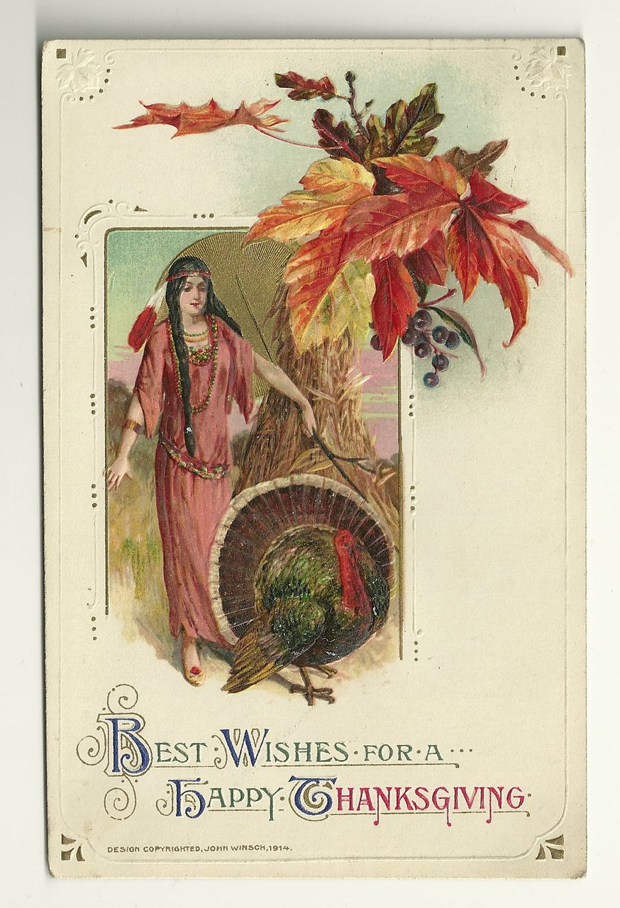 Winsch Indian Maiden Thanksgiving Postcard Winsch Indian Maiden Thanksgiving Postcard