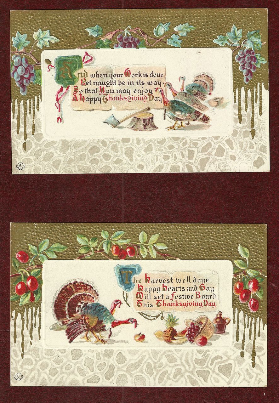 Set of J. Herman 1912 Thanksgiving Postcards Set of J. Herman 1912 Thanksgiving Postcards