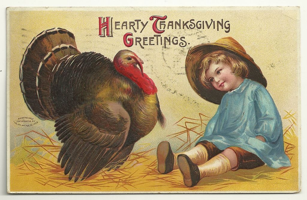Unsigned Clapsaddle Thanksgiving Postcard with Boy and Turkey Unsigned Clapsaddle Thanksgiving Postcard with Boy and Turkey