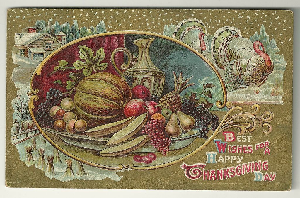 Decorative Winter Thanksgiving Postcard Decorative Winter Thanksgiving Postcard