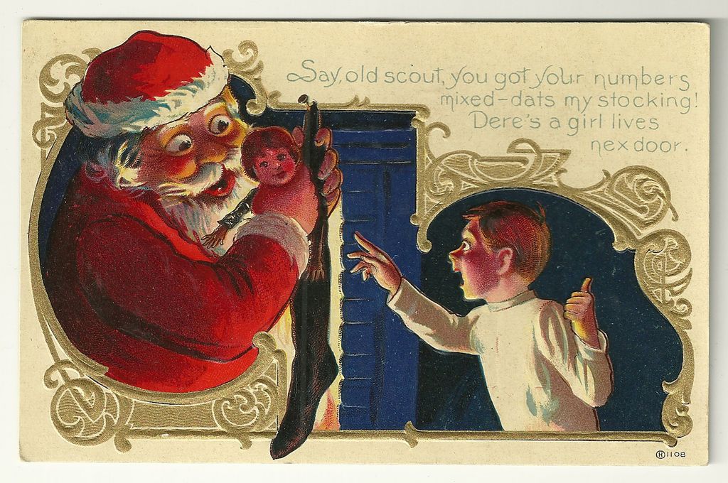 Santa's Mistake - Humorous 1909 Santa Postcard Santa's Mistake - Humorous 1909 Santa Postcard