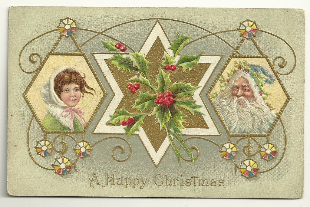 Pair of Meeker postcards Featuring Girl and Santa Portraits - Series 576 Pair of Meeker postcards Featuring Girl and Santa Portraits - Series 576