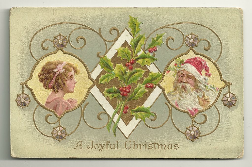 Pair of Meeker postcards Featuring Girl and Santa Portraits - Series 576 Pair of Meeker postcards Featuring Girl and Santa Portraits - Series 576