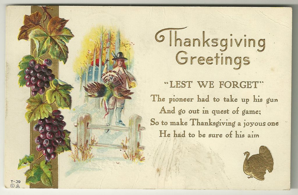 1913 Nash Thanksgiving Postcard - Pilgrim with Turkey 1913 Nash Thanksgiving Postcard - Pilgrim with Turkey