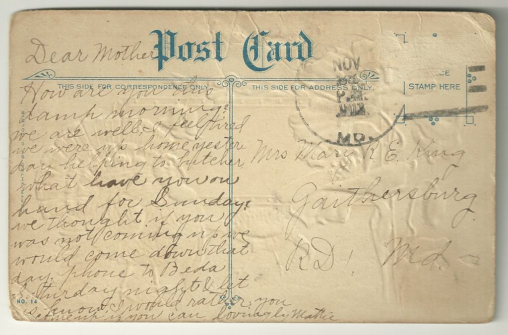 Thanksgiving Postcard by D. Goldie Thanksgiving Postcard by D. Goldie