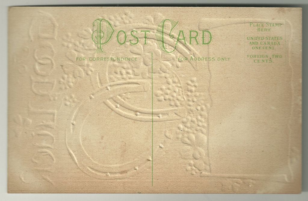 Horseshoes and Four Leaf Clovers Good Luck Postcard Horseshoes and Four Leaf Clovers Good Luck Postcard