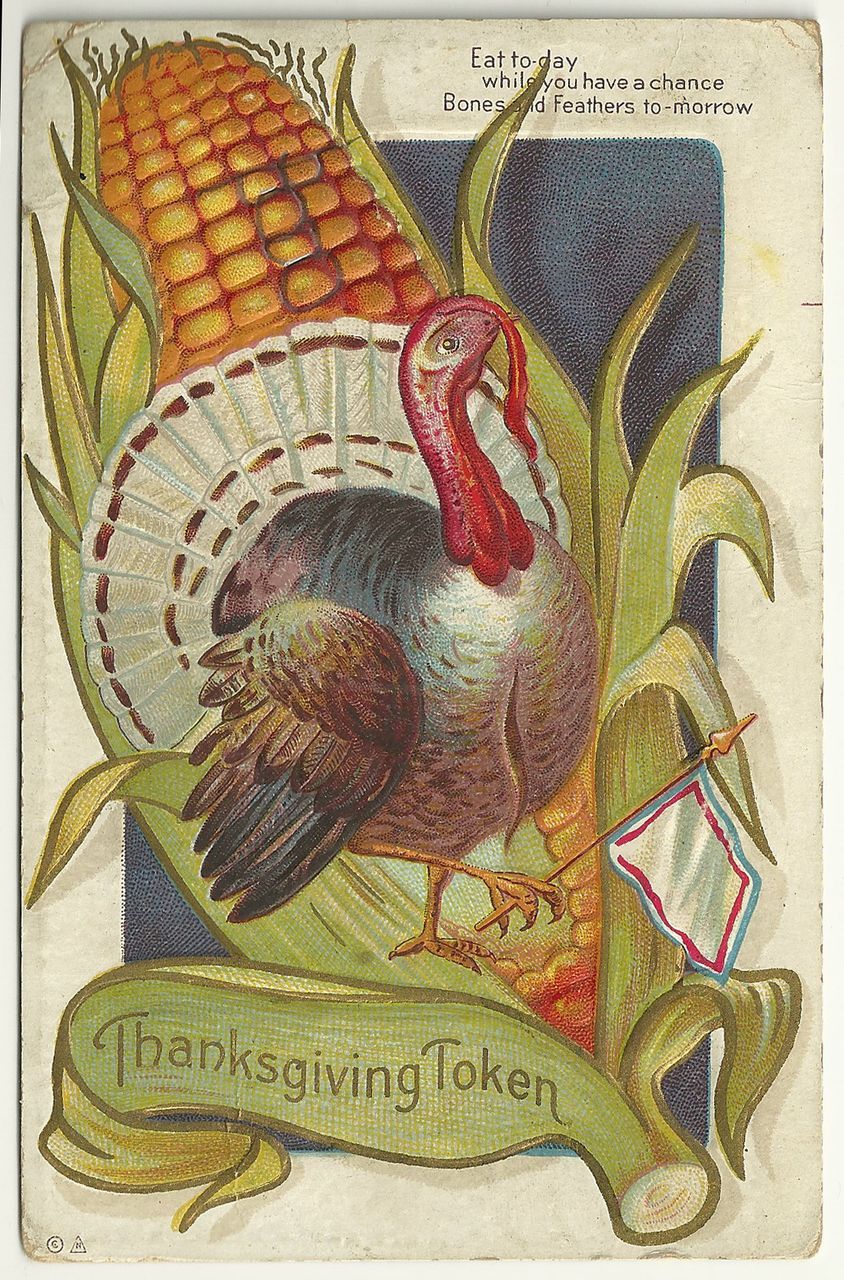 Thanksgiving Postcard with Bad News for Turkey Thanksgiving Postcard with Bad News for Turkey