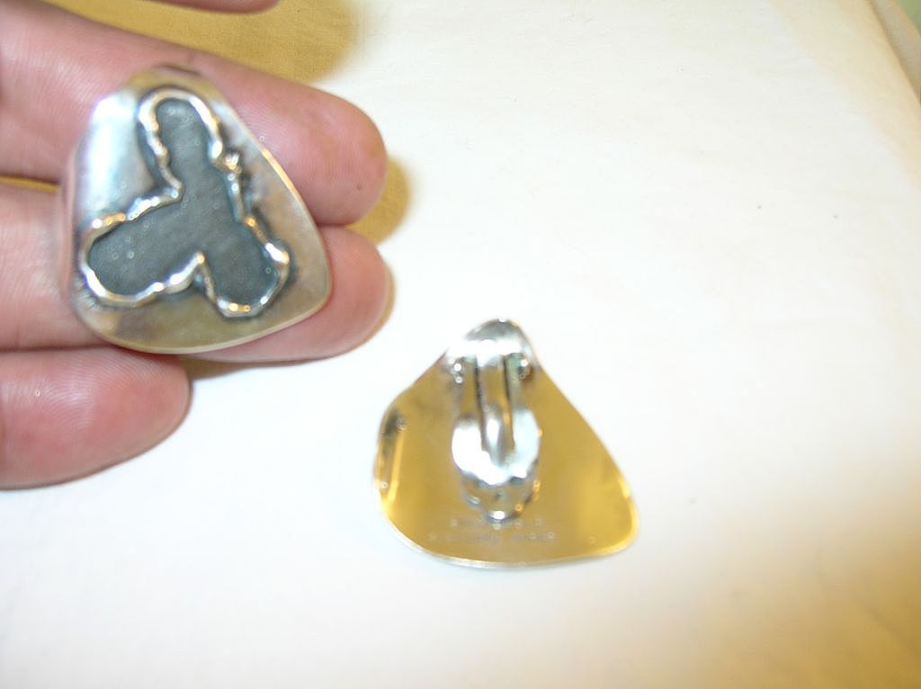 H. Fred Skaggs Earrings Modernist Sterling H. Fred Skaggs Earrings Modernist Sterling