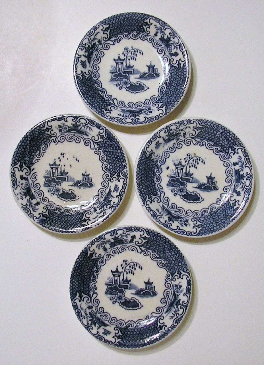 Set of 4 Butter Pats, Allertons Transferware, Chinese Pattern Set of 4 Butter Pats, Allertons Transferware, Chinese Pattern