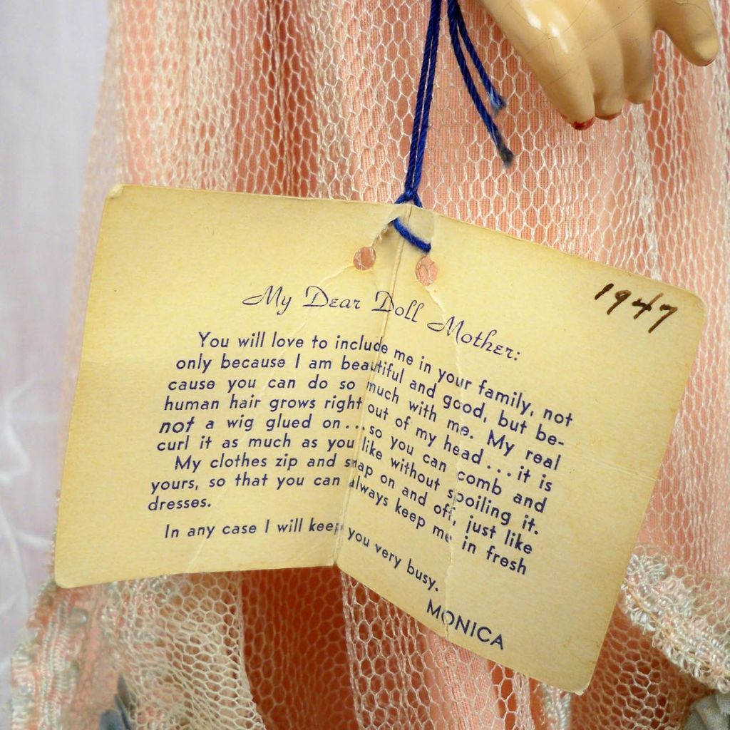 1947 Tagged Monica of Hollywood 20 inch Composition Doll 1947 Tagged Monica of Hollywood 20 inch Composition Doll